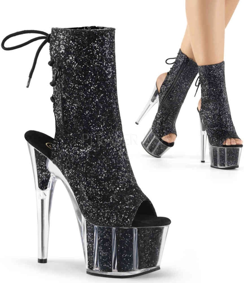 EU 35 = US 5 | ADORE-1018G | 7 Heel, 2 3/4 PF Glitter Ankle Boot, Side Zip